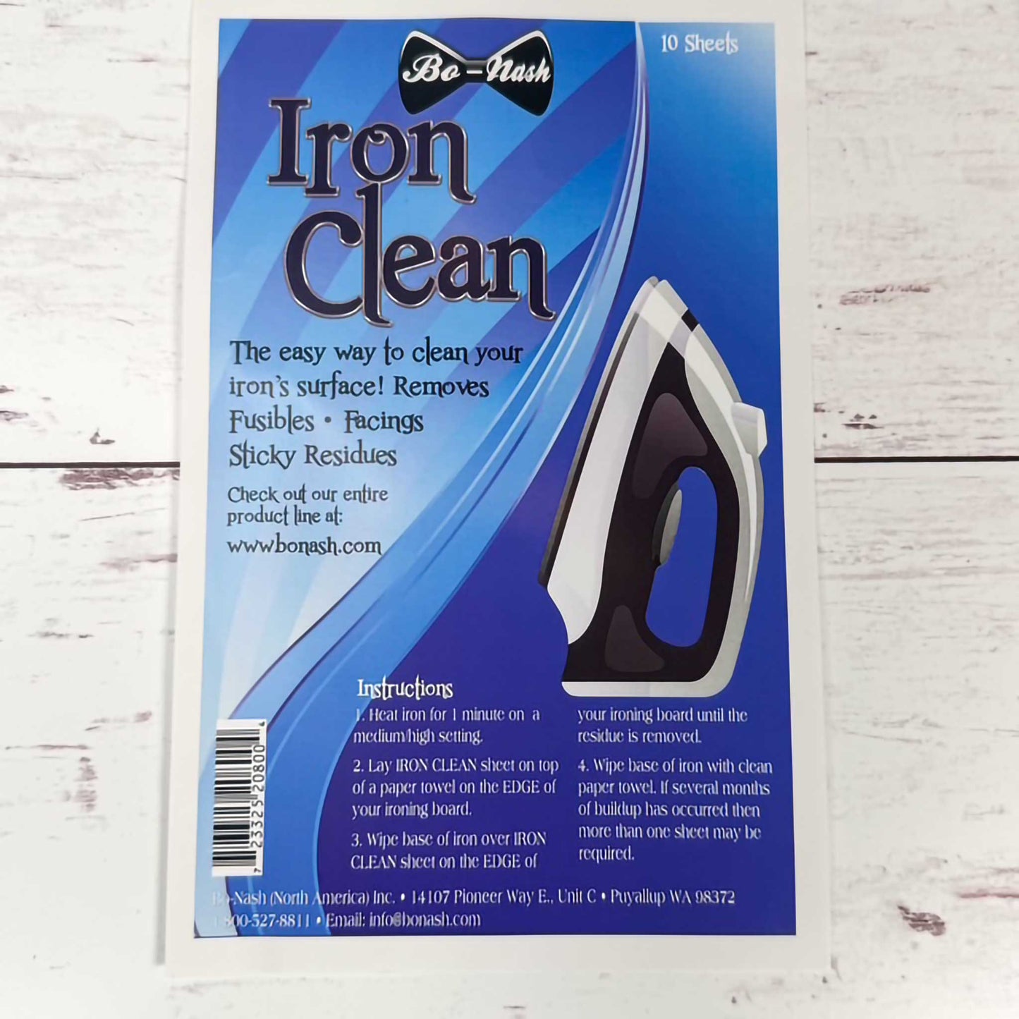 A package sheet for Bo-Nash iron cleaning sheets