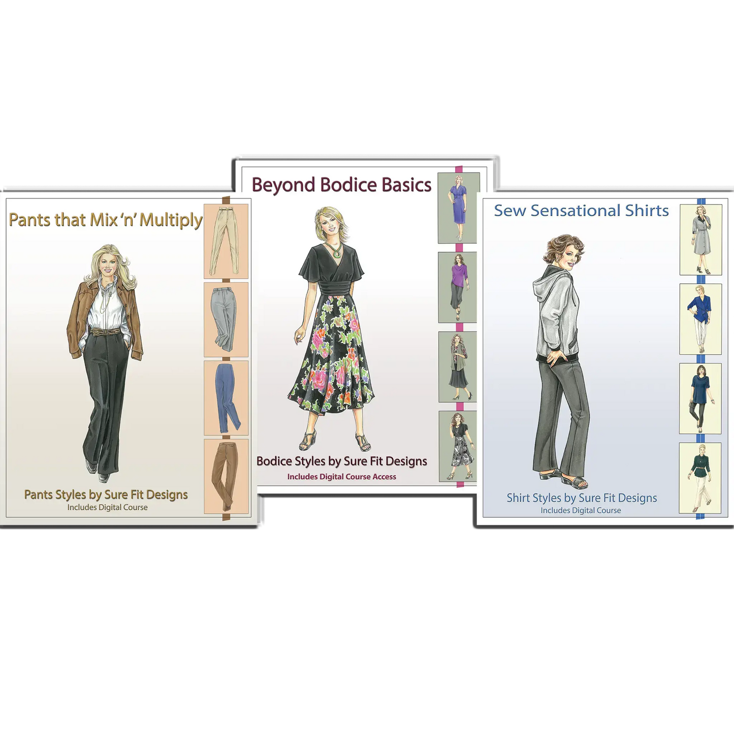 A collection of sewing pattern designing books by Sure Fit Designs