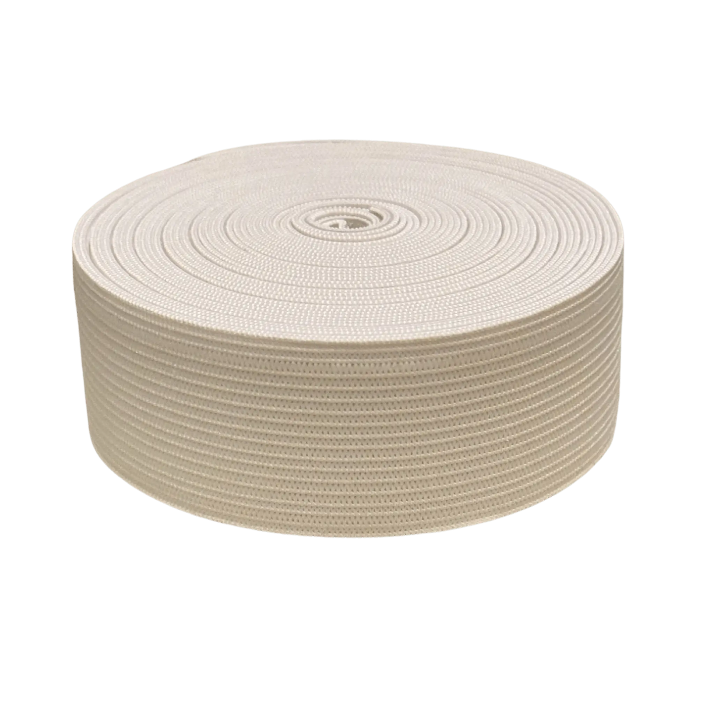Roll of beige elastic on a white background