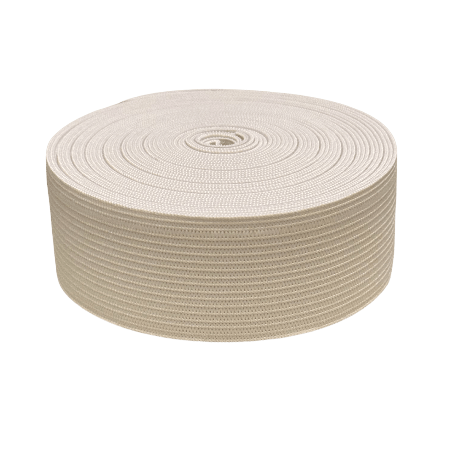 A roll of elastic that is 2 inches wide and is white