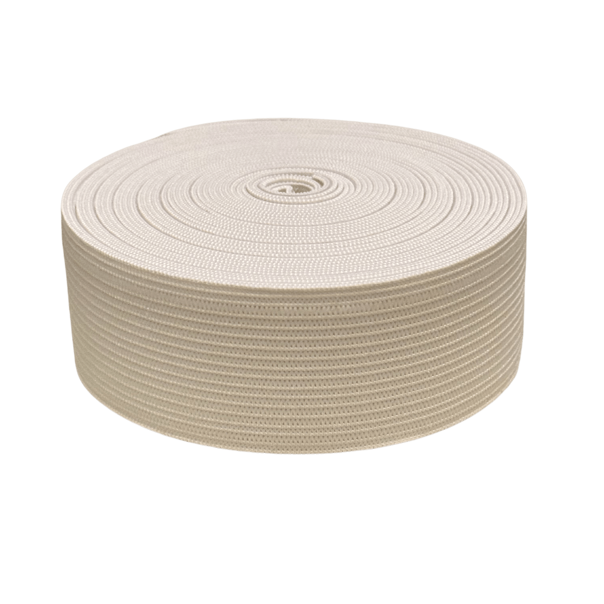 A roll of elastic that is 2 inches wide and is white