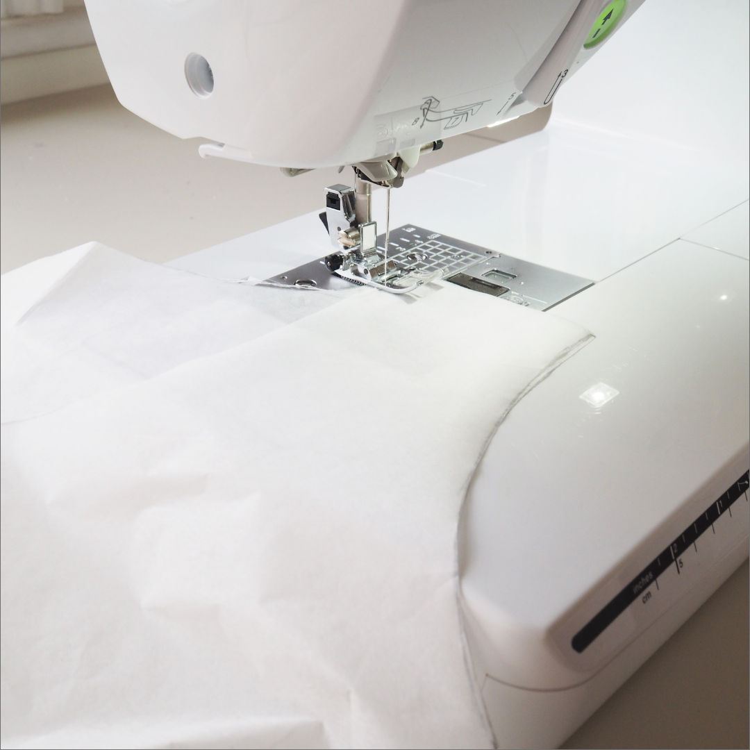 A patterntrace bodice being sewn on a sewing machine