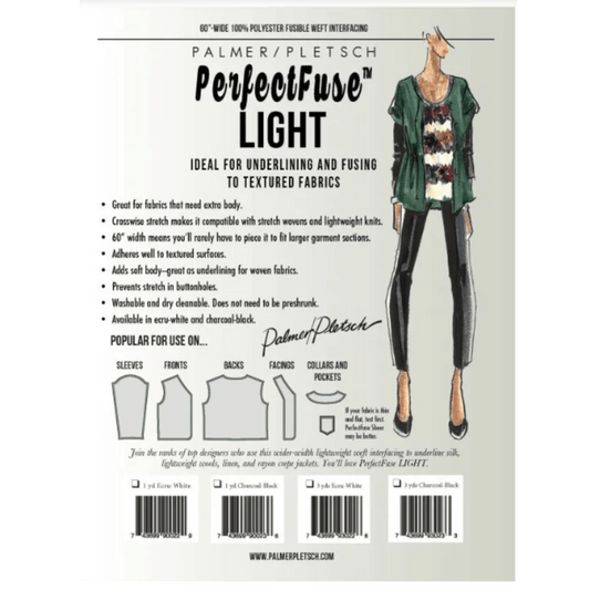 A product envelope for a light weight iron on interfacing made by Palmer Pletsch.