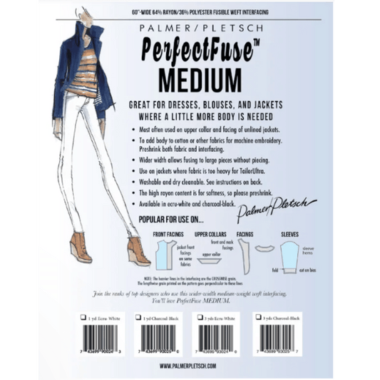 A product envelope for a medium weight iron on interfacing made by Palmer Pletsch.