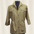 Khaki jacket on a mannequin against a plain background