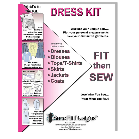 Sure Fit Designs dress kit packaging with pink and white design