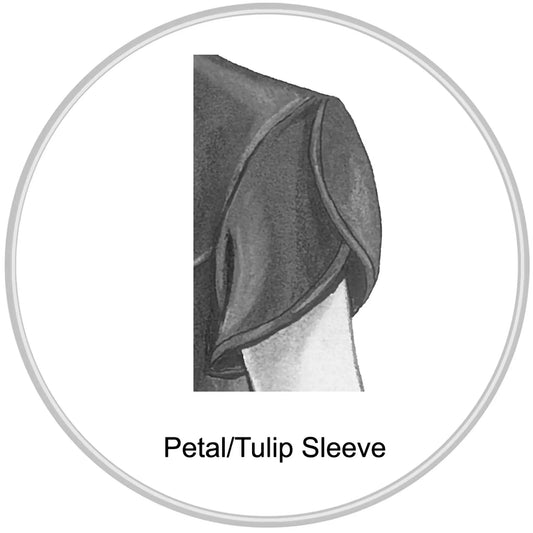 Illustration of a petal/tulip sleeve design on a white background