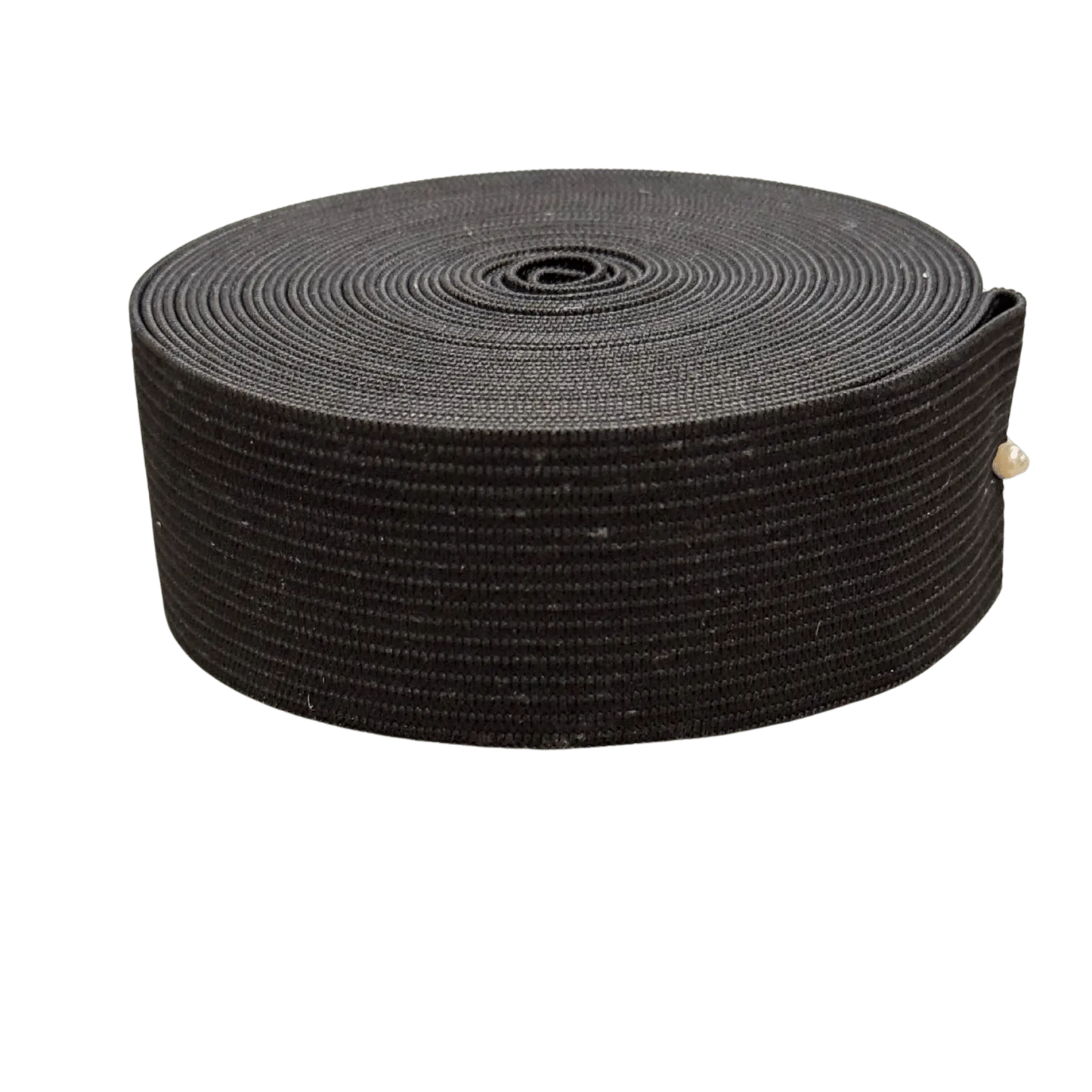 Roll of black elastic on a white background
