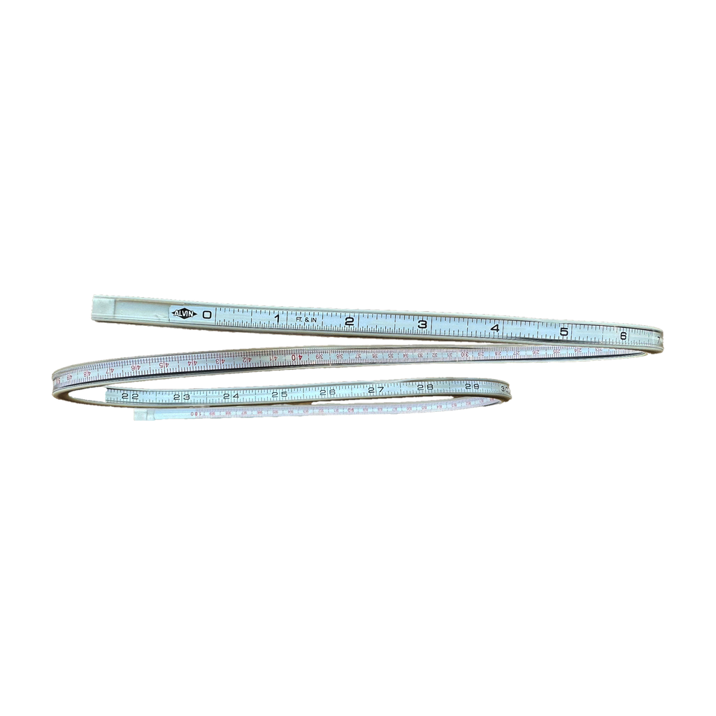 An aluminum flexilble ruler 40 inches long for measuring sewing pattern curves