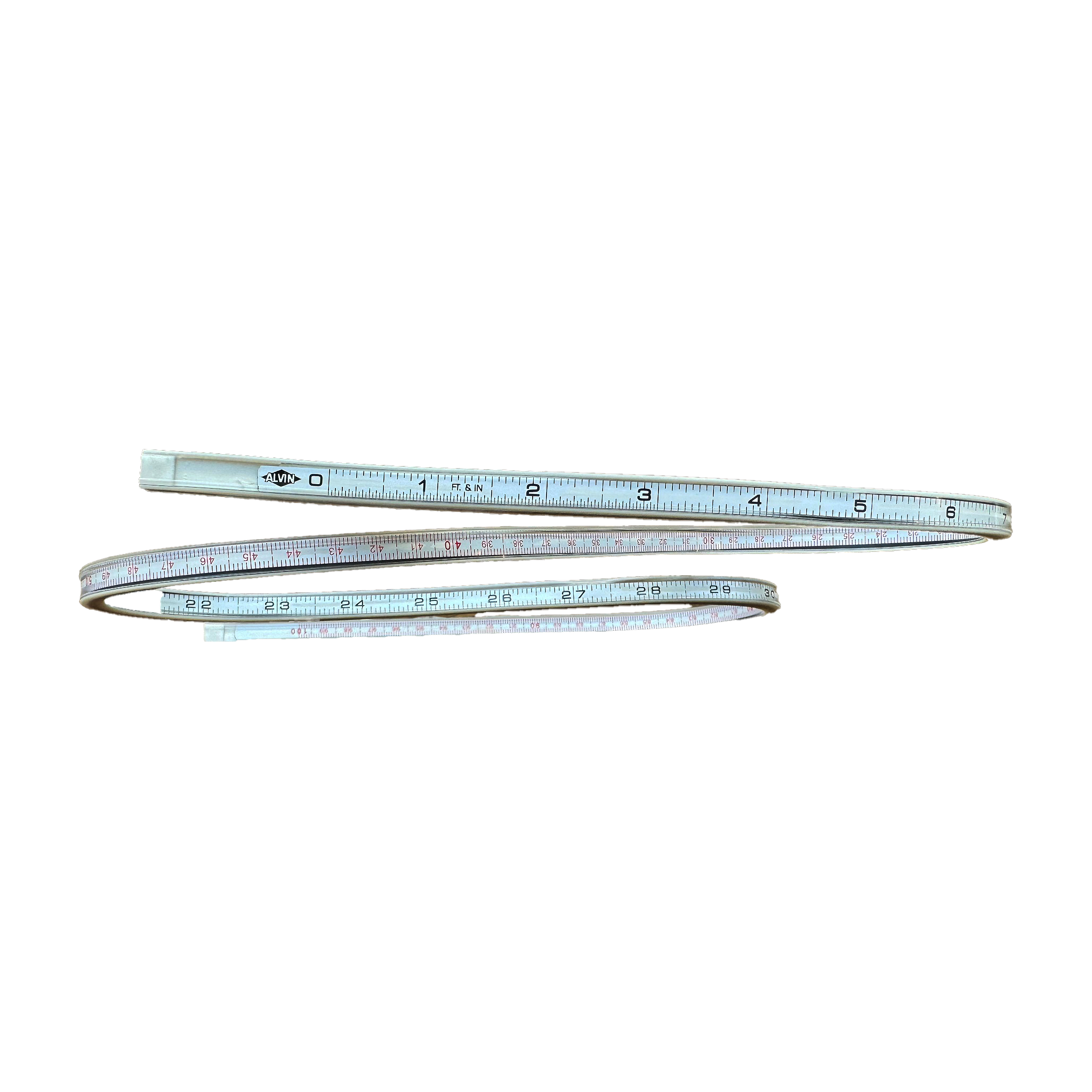 An aluminum flexilble ruler 40 inches long for measuring sewing pattern curves