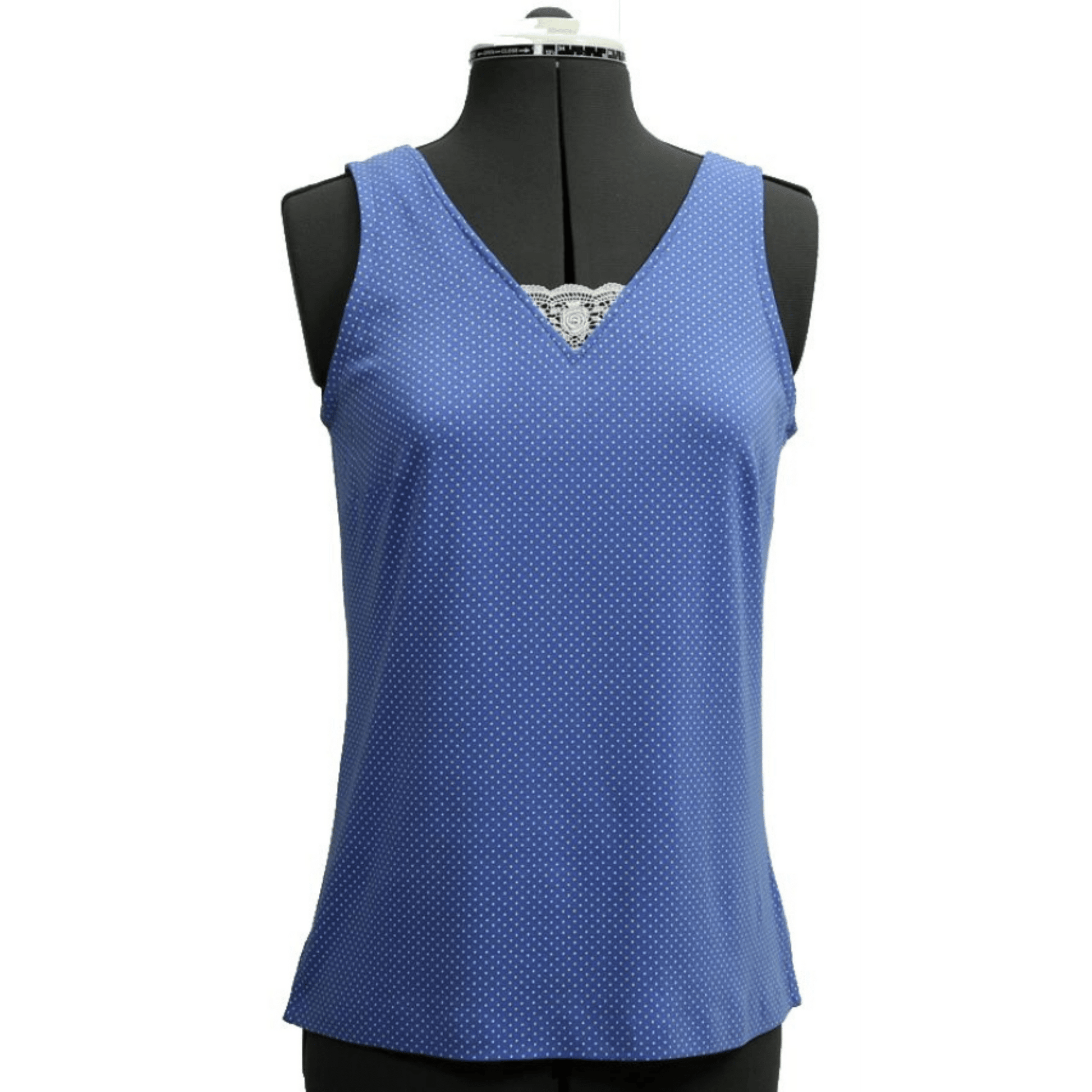 A blue tank top on a mannequin