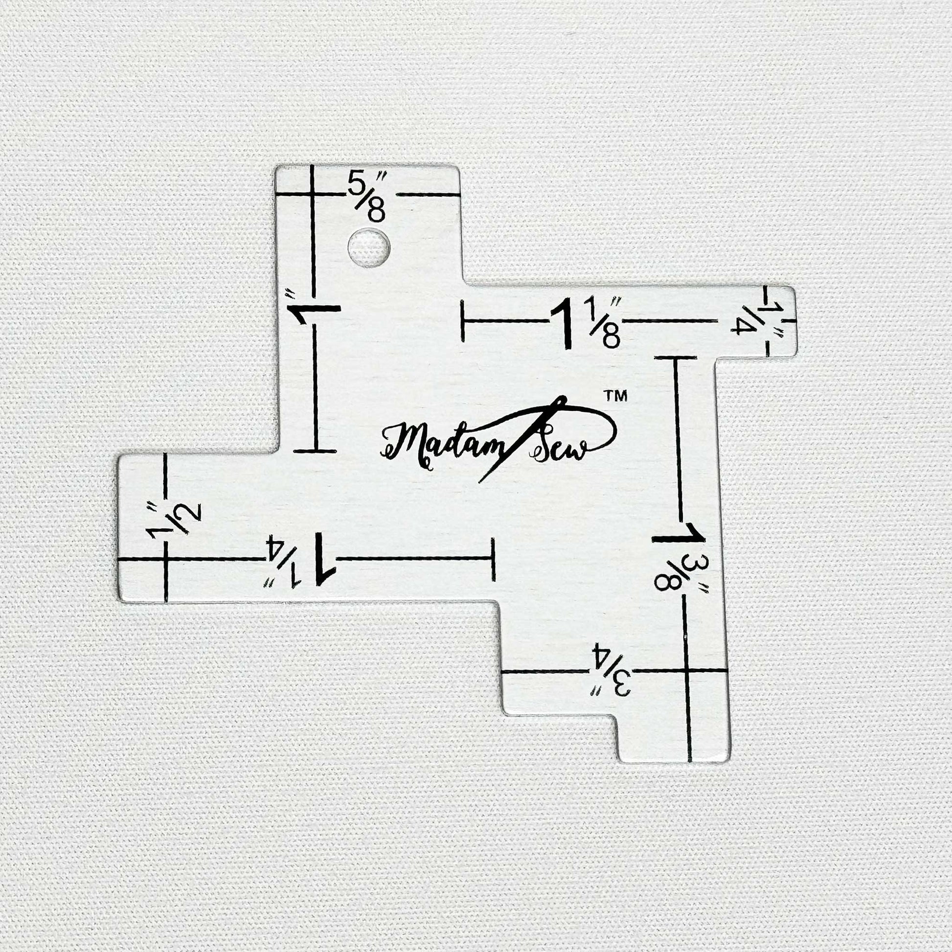 Measurement tool with dimensions on a white background