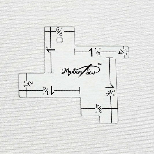 Measurement tool with dimensions on a white background