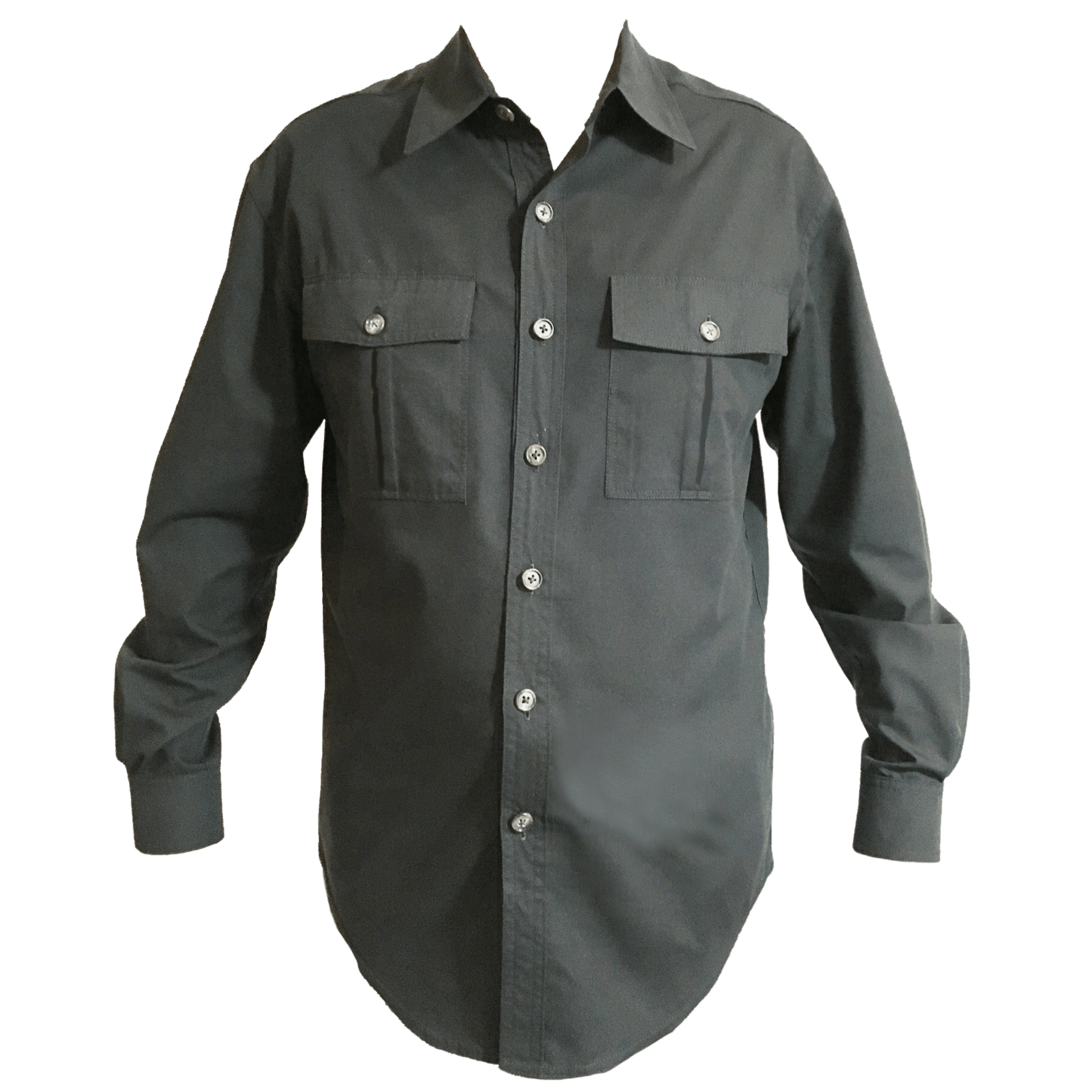 An olive green men's button up shirt