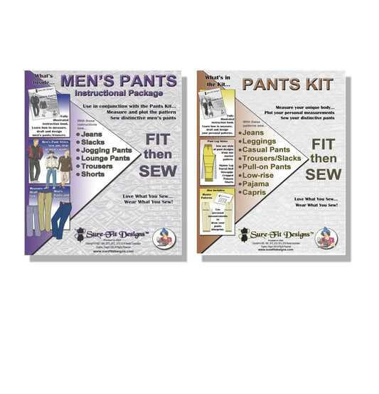 A pants kit and a men's pants instructional package for sewing