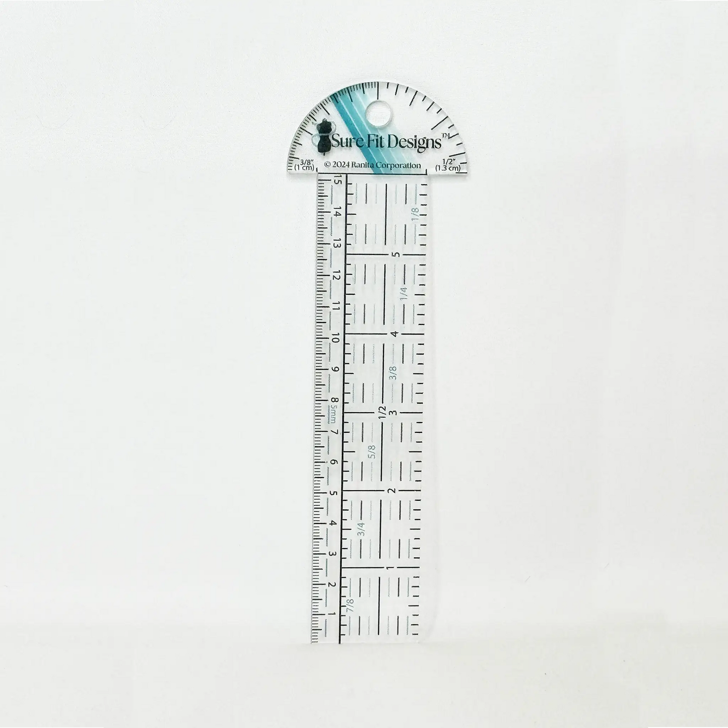 Ruler with measurement markings on a white background
