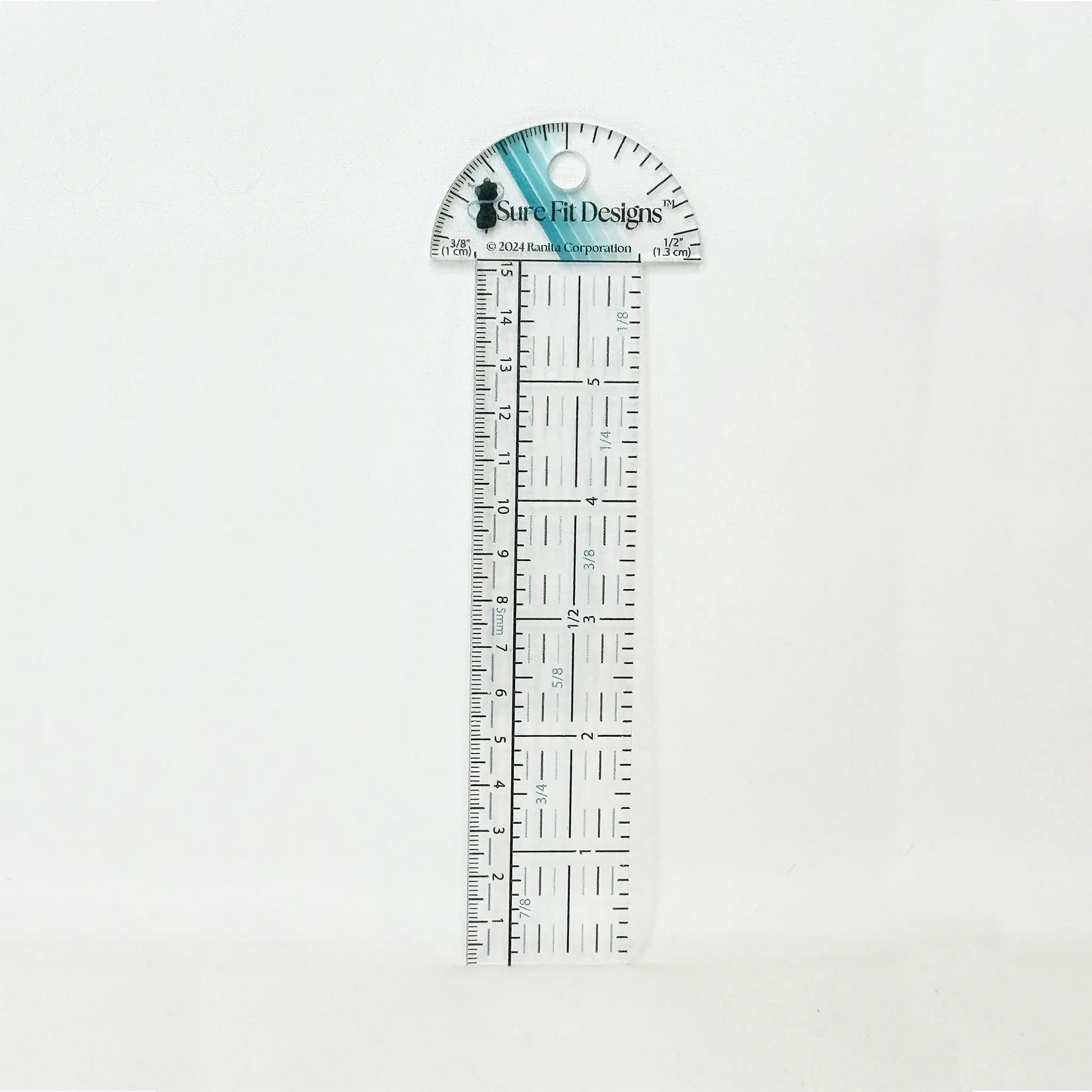 Ruler with measurement markings on a white background