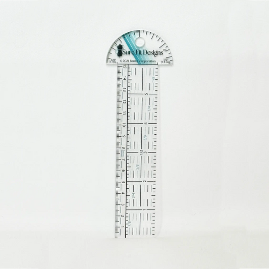 Ruler with measurement markings on a white background