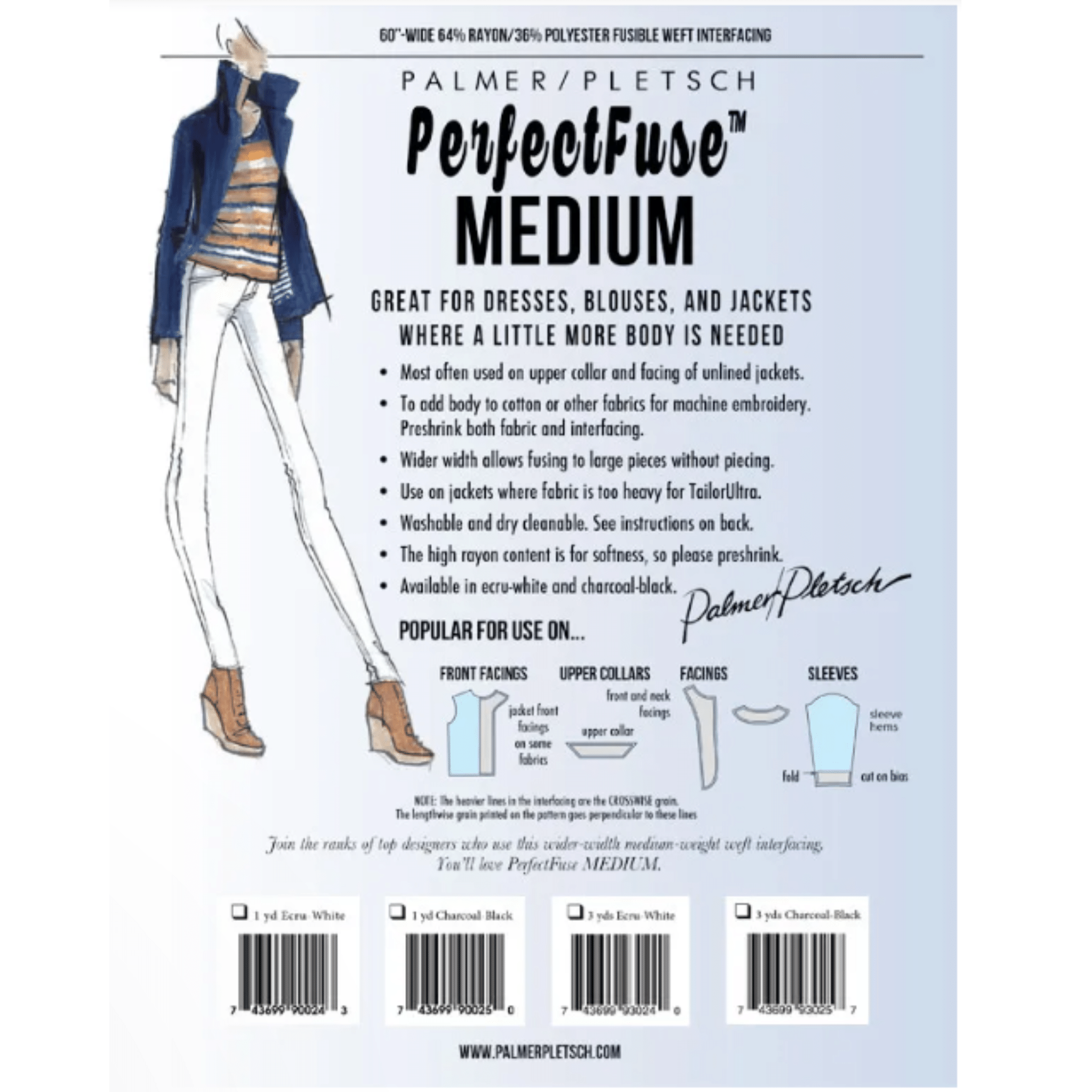 A product envelope for a medium weight iron on interfacing made by Palmer Pletsch.  