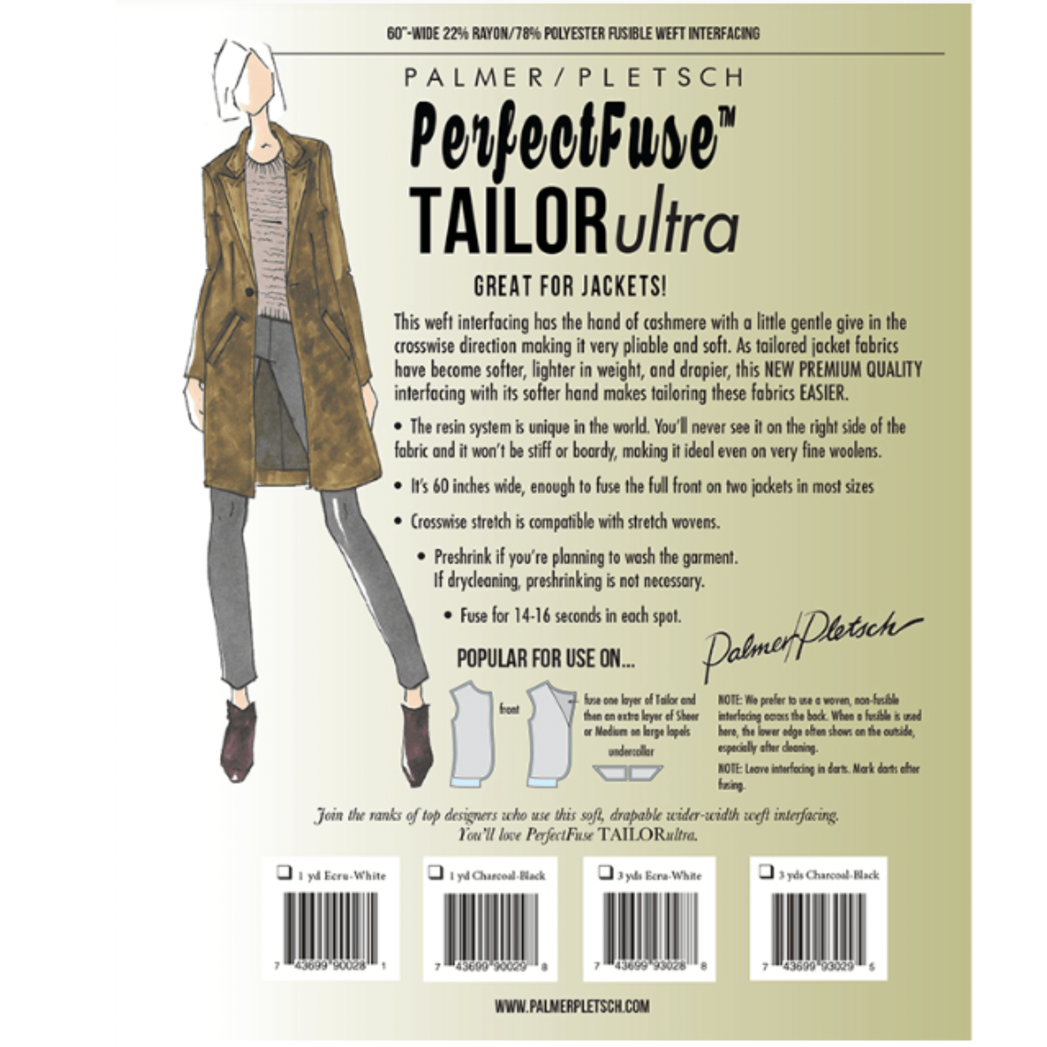 A product envelope for a sheer iron on interfacing made by Palmer Pletsch. 