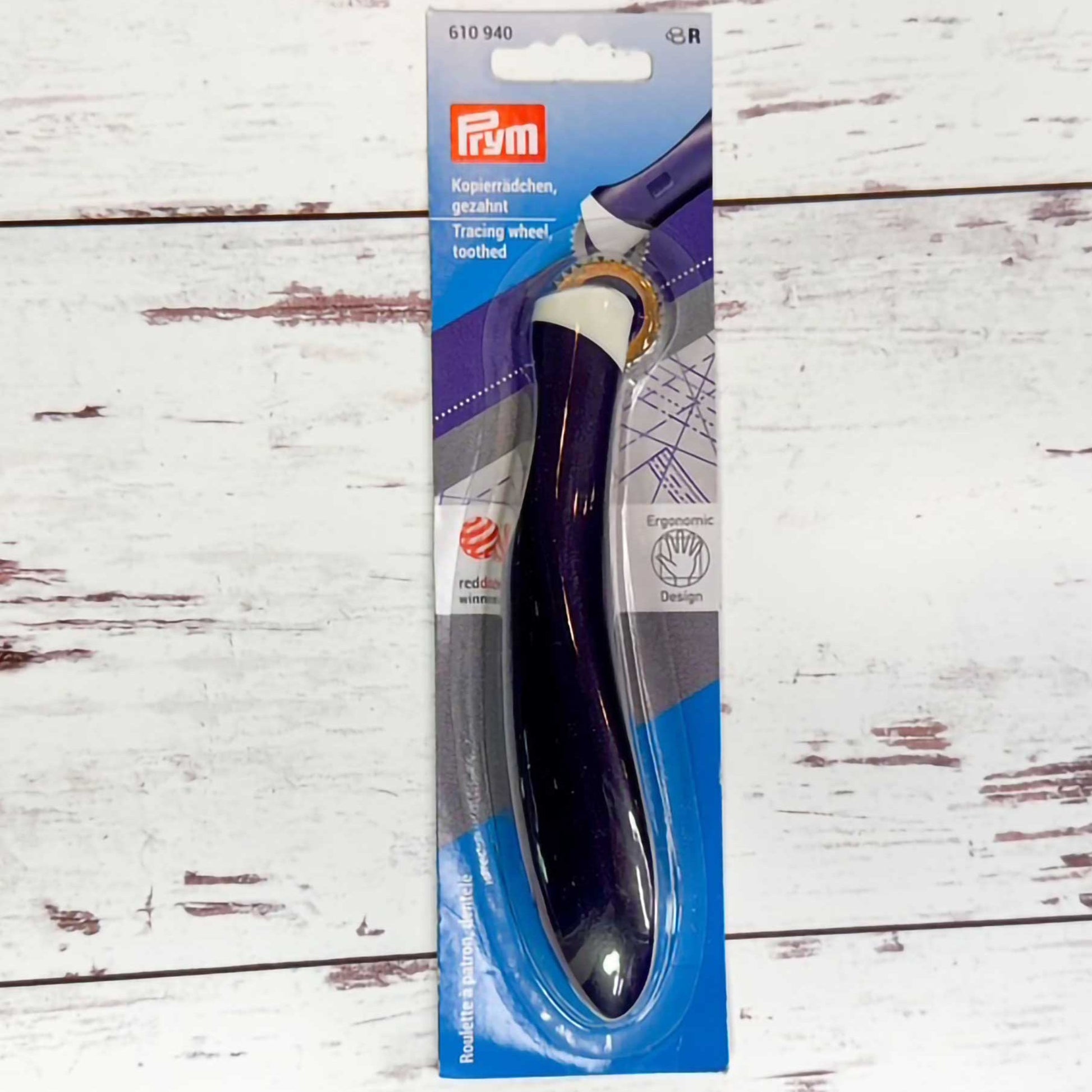 A Prym toothed tracing wheel