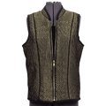 A digital sewing pattern for a sleeveless vest.  The garment is olive green and is on a mannequin