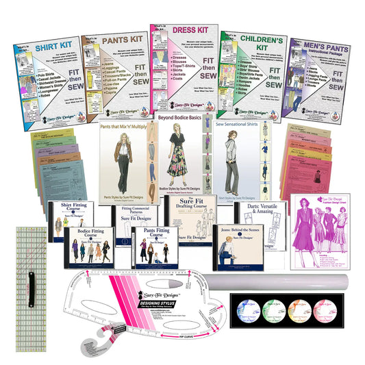 Collection of sewing kits and tools on a white background