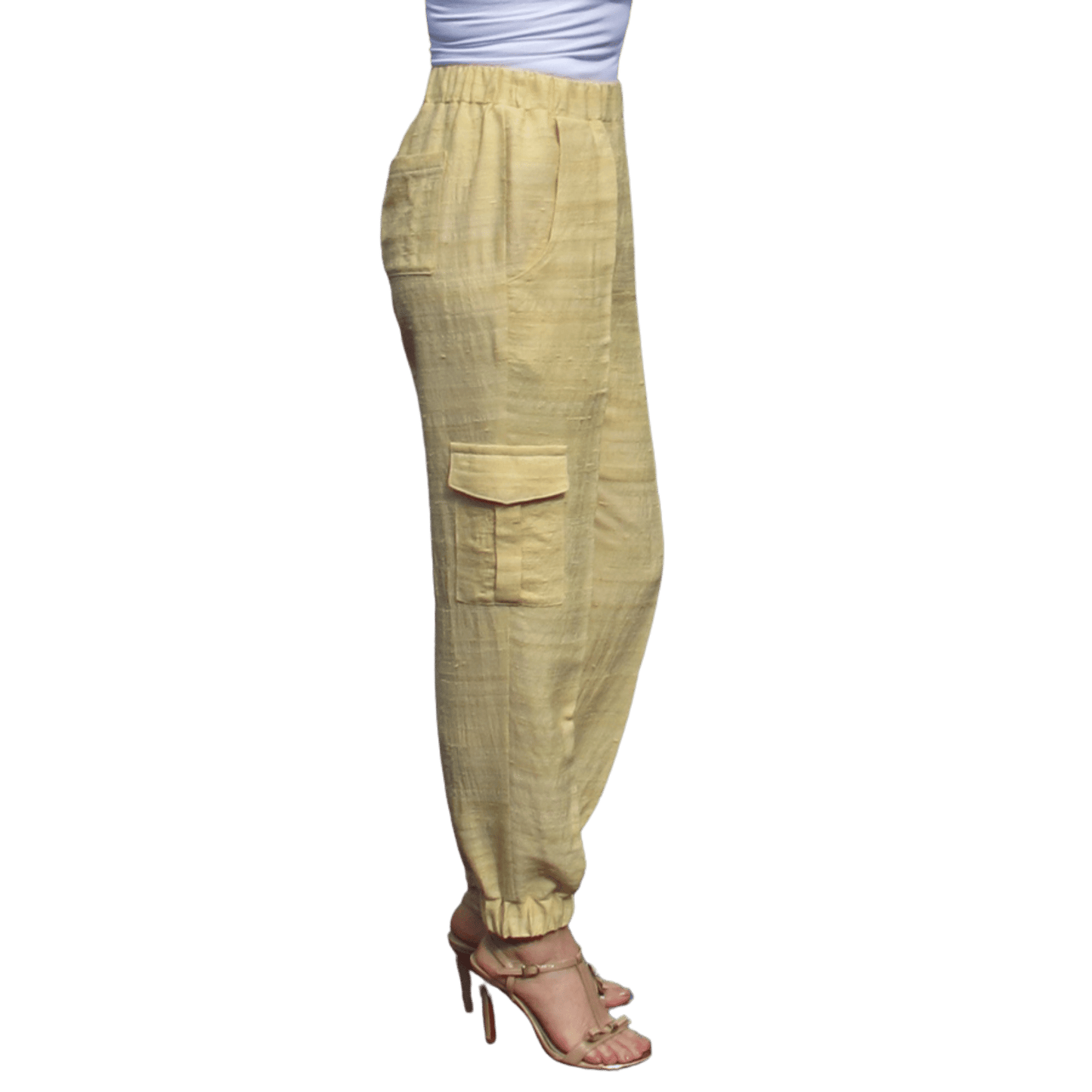 Yellow linen pants with side pockets