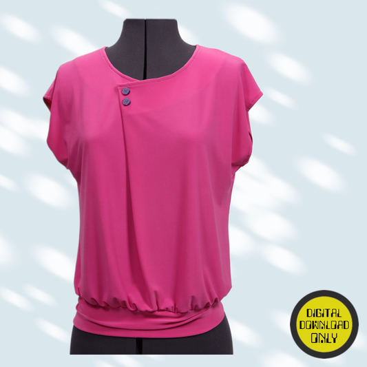 Pink blouse on a mannequin with a light gray background